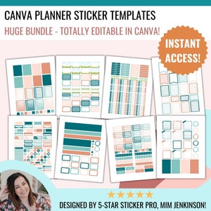 CANVA Planner Sticker Template, Customizable Stickers, Editable Templates, Happy Planner, Erin Condren, Commercial Use, Cricut, Silhouette