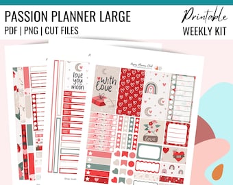 BOHO VALENTINE Printable Passion Planner Stickers, Weekly Planner Kit for PP Large Valentine's Day Sticker Kit Love Themed