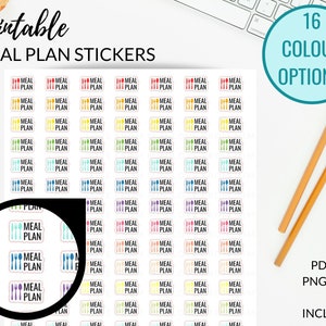 Printable MEAL PLAN Planner Sticker + Cut Files | Printable Meal Planner Stickers | Meal Plan Sticker Meal Planning Printable