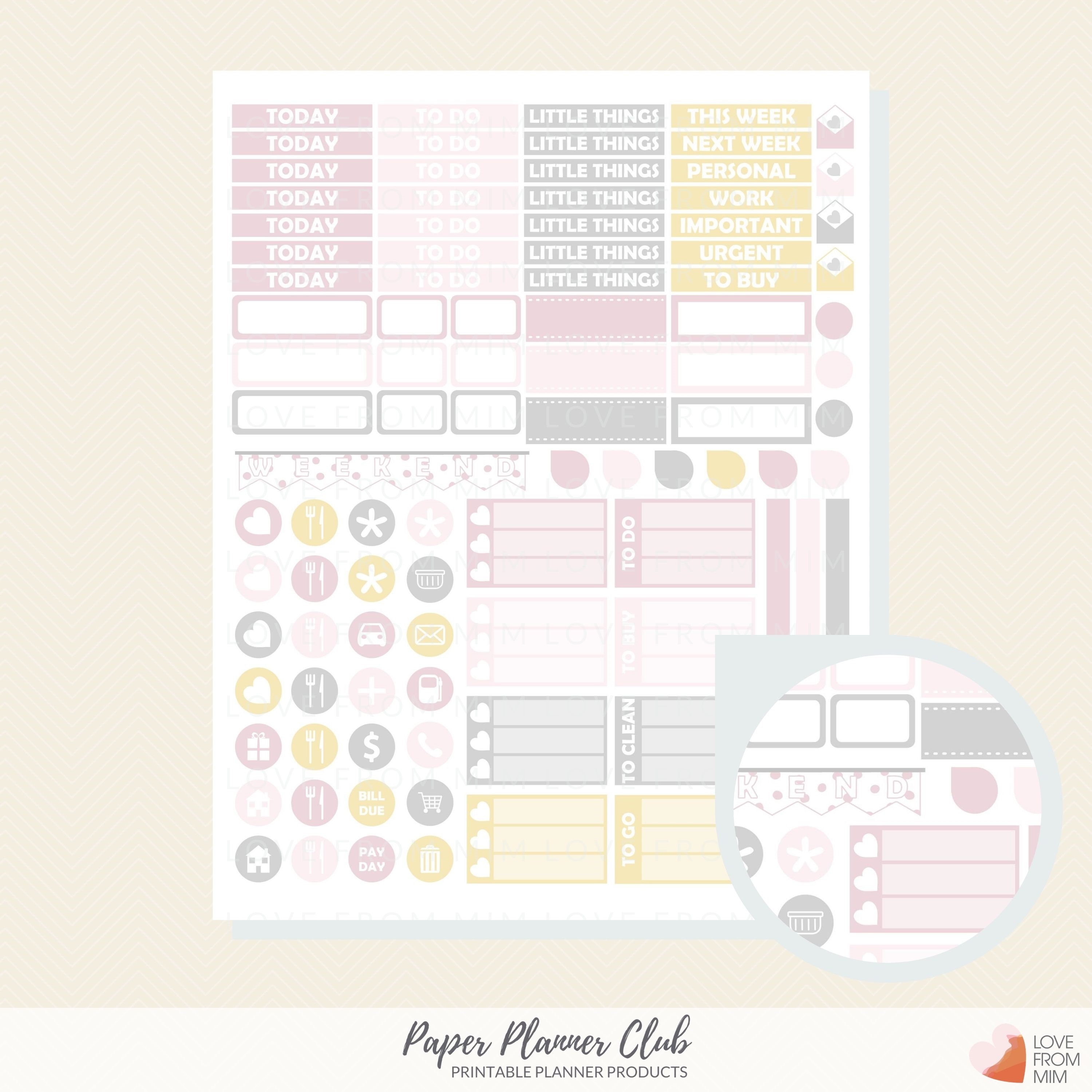 PRINTABLE MODERN Planner Stickers Weekly Planner Kit Erin Etsy