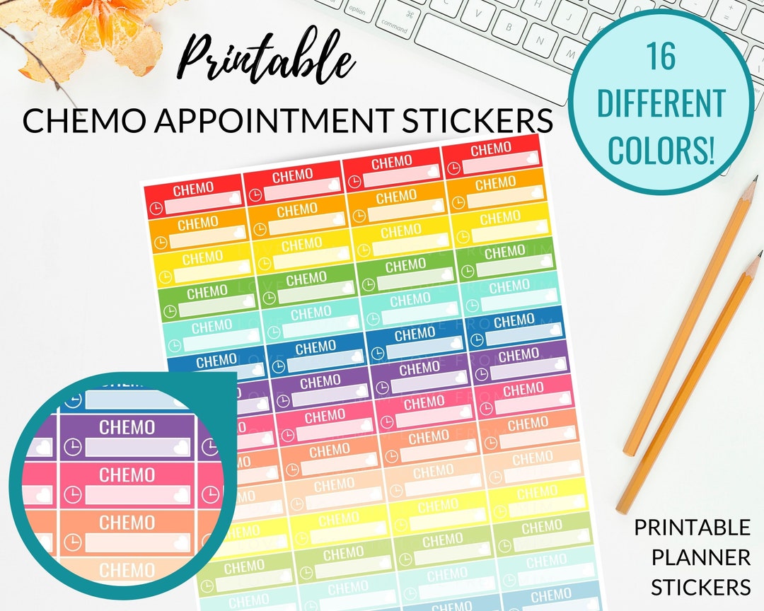 CHEMO Planner Stickers Cut Files Printable Chemo Reminder Stickers