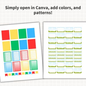 Plantilla de pegatinas para planificador CANVA, plantillas editables de pegatinas digitales para planificadores, Happy Planner, Erin Condren, uso comercial, Cricut, Silhouette imagen 3