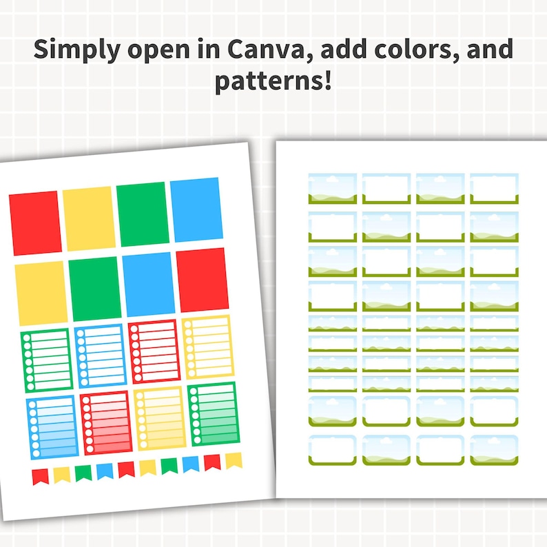 Plantilla de pegatinas para planificador CANVA, plantillas editables de pegatinas digitales para planificadores, Happy Planner, Erin Condren, uso comercial, Cricut, Silhouette imagen 3