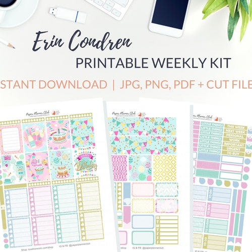 Printable VERTICAL Planner Stickers for Erin Condren Weekly - Etsy