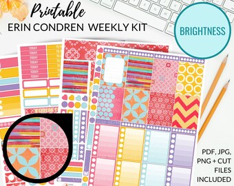 Pastel Rainbow Printable Planner Weekly Kit - Erin Condren Vertical ...