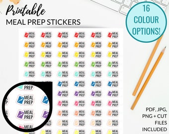 Printable MEAL PREP Planner Sticker + Cut Files | Printable Meal Prep Stickers | Meal Prep Sticker Meal Planning Printable