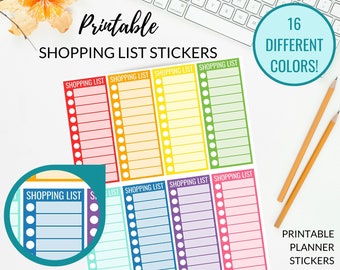 SHOPPING LIST Planner Stickers Pdf + Cut Files | Printable Shopping List Stickers | EC Stickers