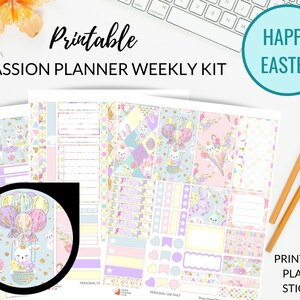EASTER Passion Planner Printable Stickers, Printable Passion Planner Large Stickers Weekly Planner Kit | Easter Printable Sticker Kit