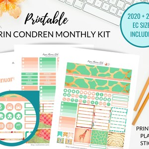 PRINTABLE ERIN CONDREN Monthly Kit, All Months, Undated, Monthly Planner Stickers, Cut Files, Africa Monthly Kit
