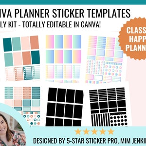 CANVA Planner Sticker Template, Classic Happy Planner, Editable Stickers Templates, Weekly Kit, Commercial Use, Cricut, Silhouette, Custom