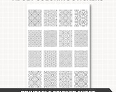 ADULT COLORING Printable Stickers, Planner Full Box Stickers for Erin Condren, Cut Files for Cricut Silhouette, Instant Download Colouring