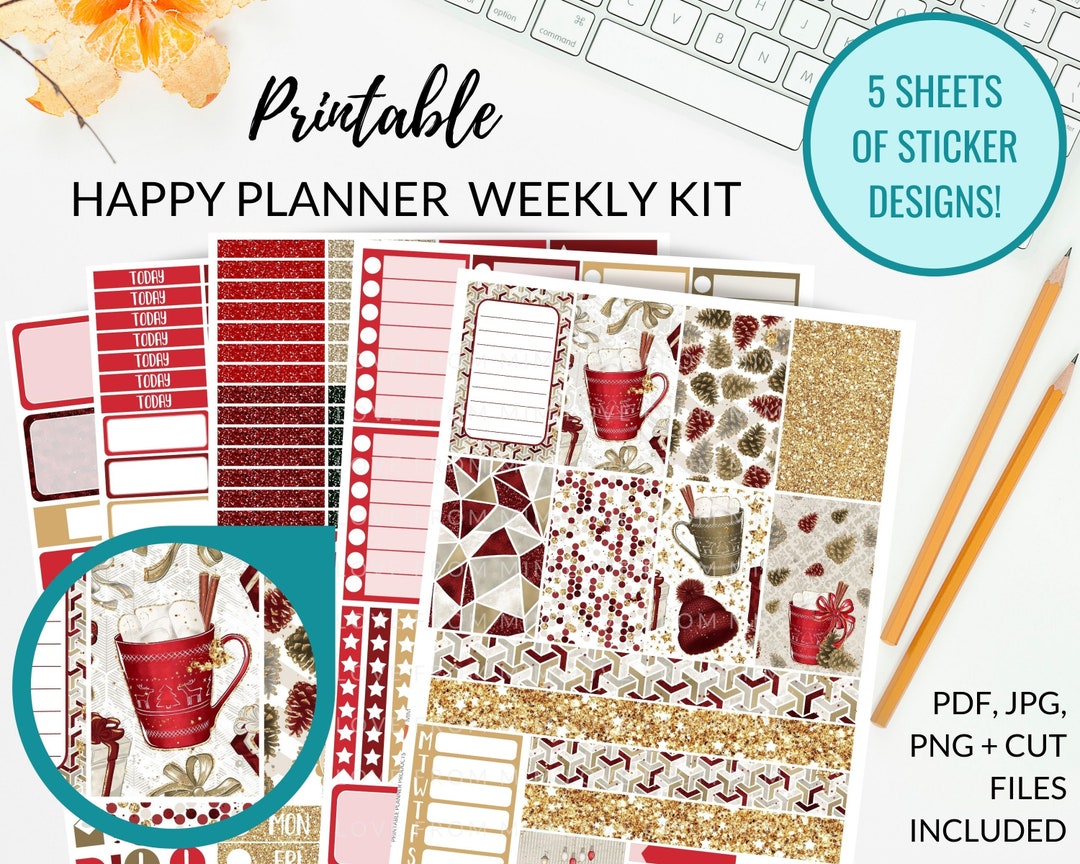 WINTER PRINTABLE Planner Stickers, Weekly Planner Kit Classic Happy ...