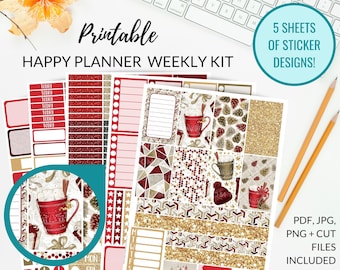 WINTER PRINTABLE Planner Stickers, Weekly Planner Kit Classic Happy Planner, Vertical Planner Stickers, Happy Planner Weekly Kit Printable