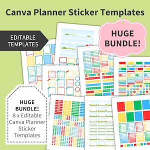 CANVA Planner Sticker Template, Editable Digital Planner Stickers Templates, Happy Planner, Erin Condren, Commercial Use, Cricut, Silhouette