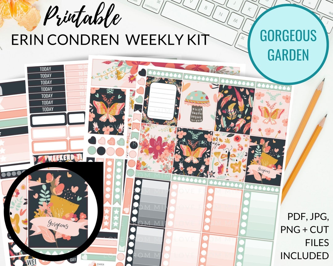 PRINTABLE GARDEN Planner Stickers for Erin Condren Vertical Planner ...