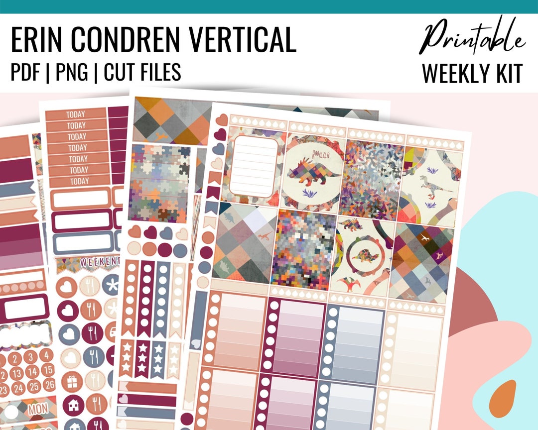 PRINTABLE DINOSAUR Planner Stickers, Weekly Planner Kit Erin Condren ...