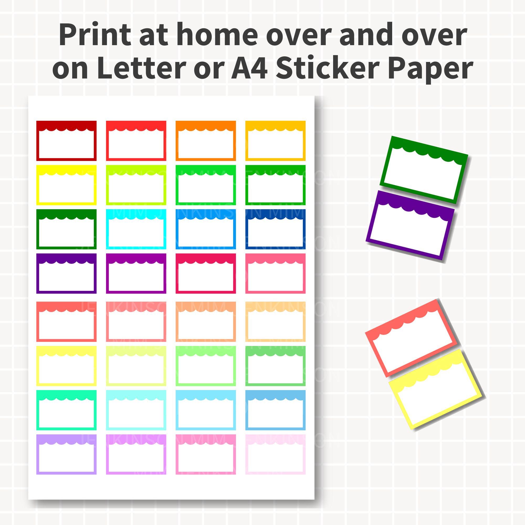 SCALLOP HALF BOX Planner Stickers Printable, Blank Boxes Labels, 1x1.5 ...