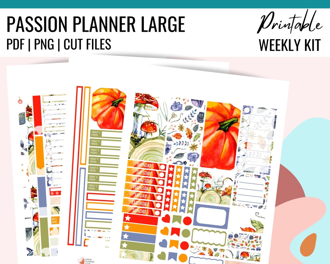 AUTUMN FALL Printable Planner Stickers, Weekly Planner Kit for Passion ...