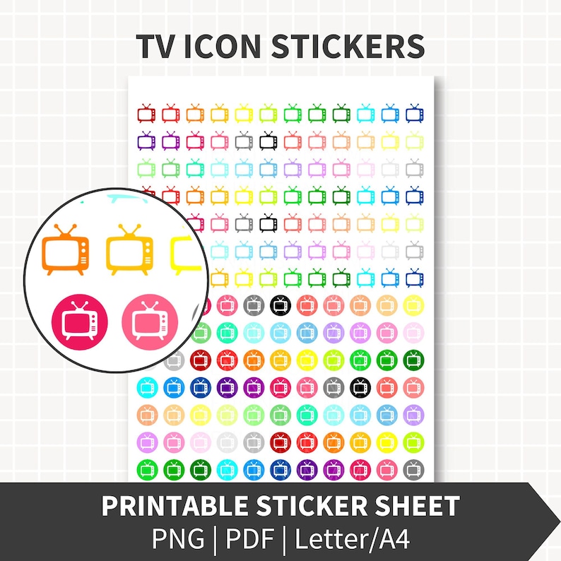 TV Planner Stickers Printable, Entertainment Reminder Icons 0.5 Inch ...