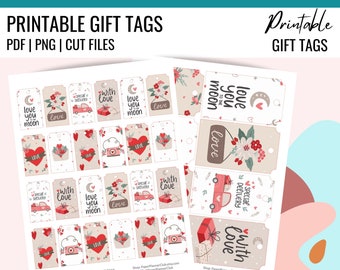 PRINTABLE VALENTINE Gift Tags for Favors, Valentine's Day Tags, Valentine Favor Tag with Cut Files | 2 Sizes!