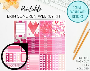 PRINTABLE VALENTINES Planner Stickers | Weekly Planner Kit Erin Condren | Valentine Planner Stickers | ECLP Weekly Kit Printable