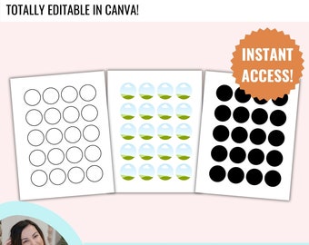 1.5" CIRCLE, Canva Sticker Template, Instant Download, Cricut Ready, Editable Canva Stickers, Blank Template, Commercial Use, PNG