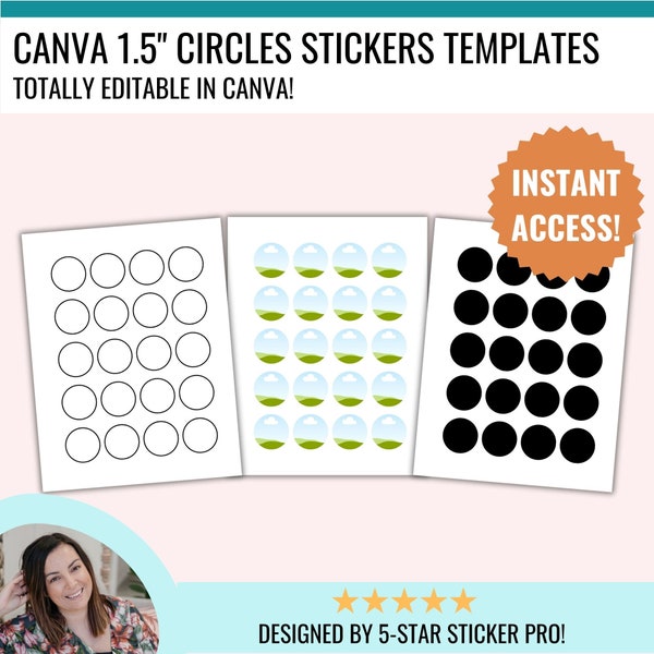 1.5" CIRCLE, Canva Sticker Template, Instant Download, Cricut Ready, Editable Canva Stickers, Blank Template, Commercial Use, PNG