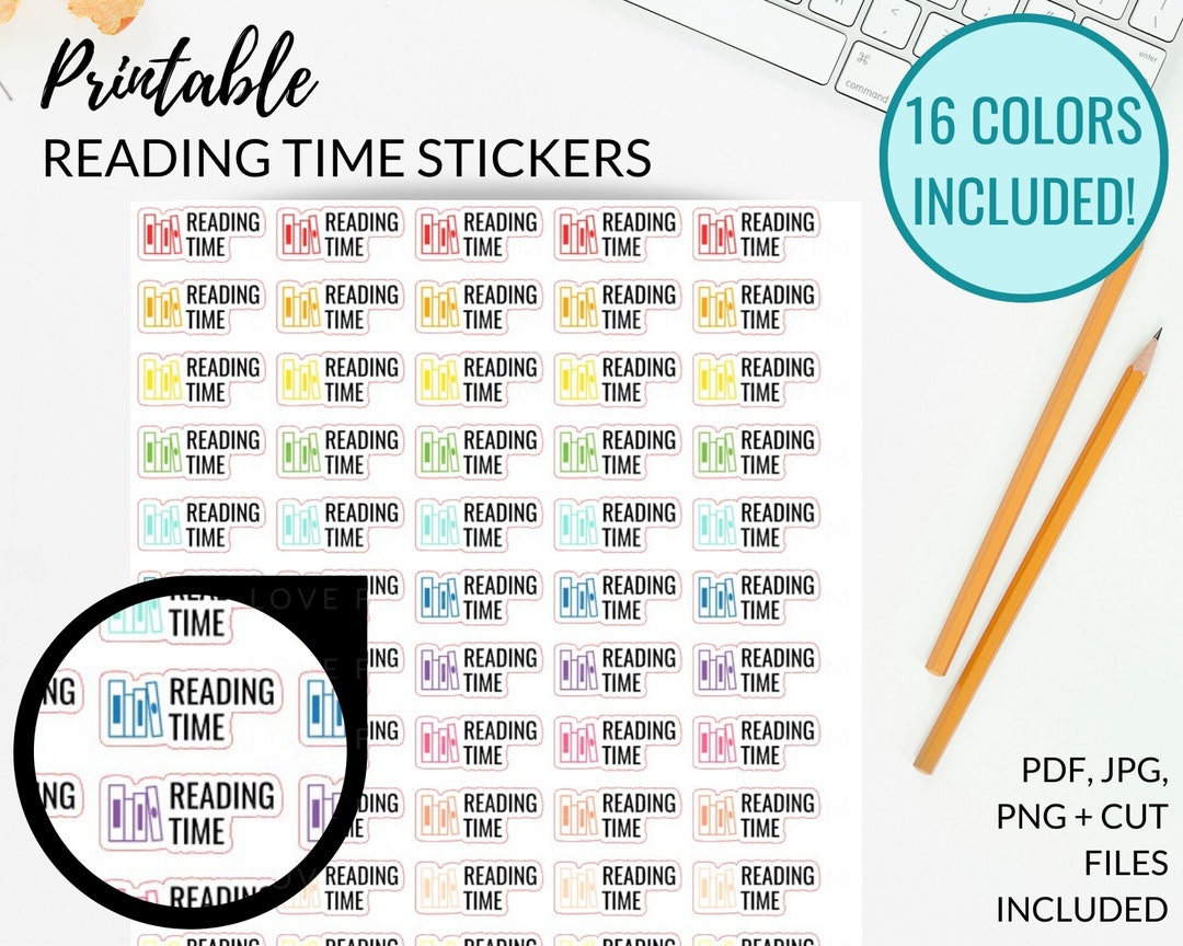 Printable READING TIME Planner Sticker, Reading Script Printable ...