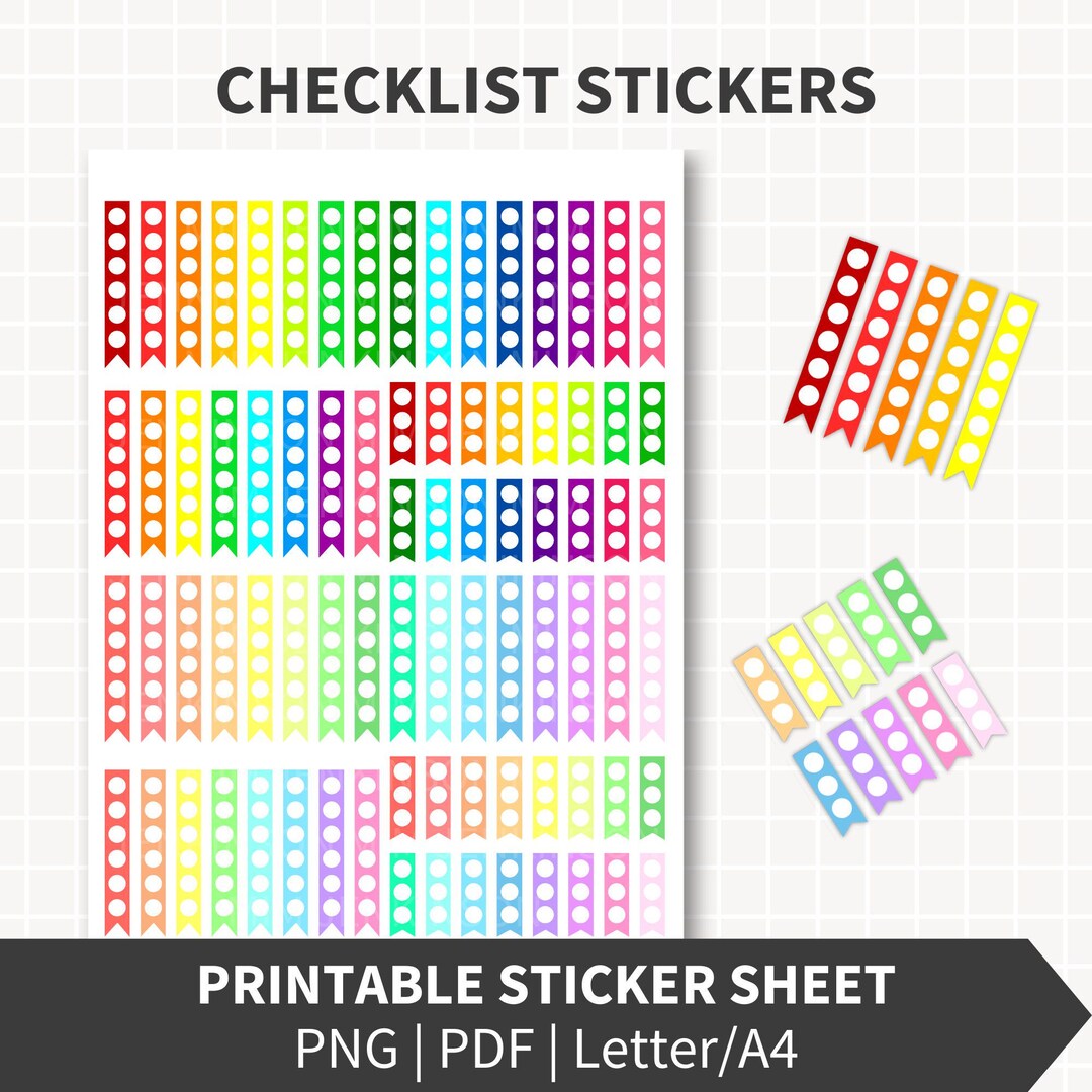 CHECKLIST Planner Stickers Printable, Vertical Checklists With Check ...