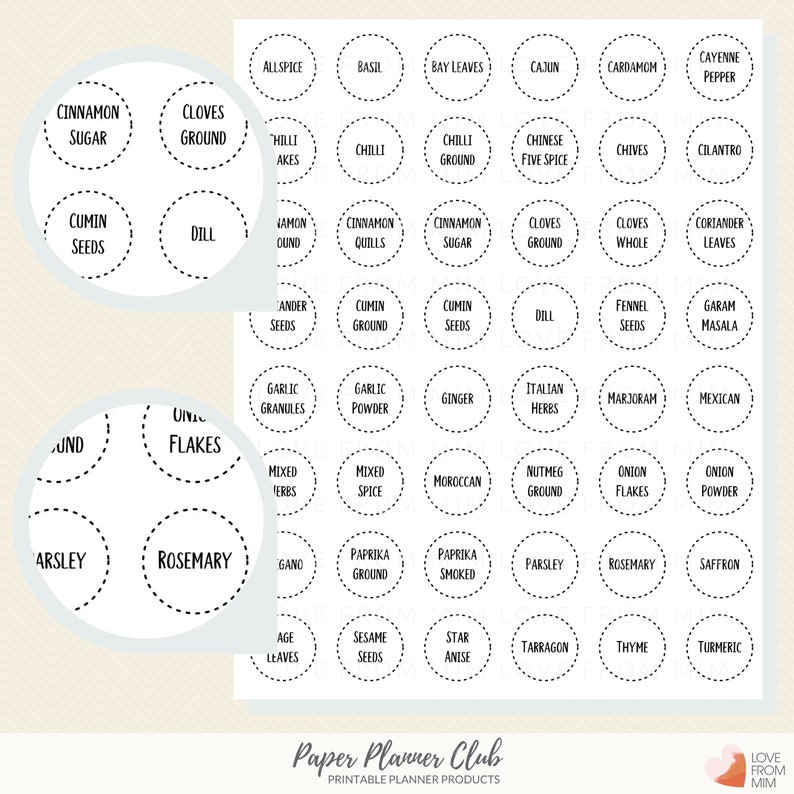 printable spice jar labels and blank spice labels for jars etsy