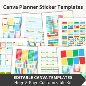 CANVA Planner Sticker Template, Editable Digital Planner Stickers Templates, Happy Planner, Erin Condren, Commercial Use, Cricut, Silhouette