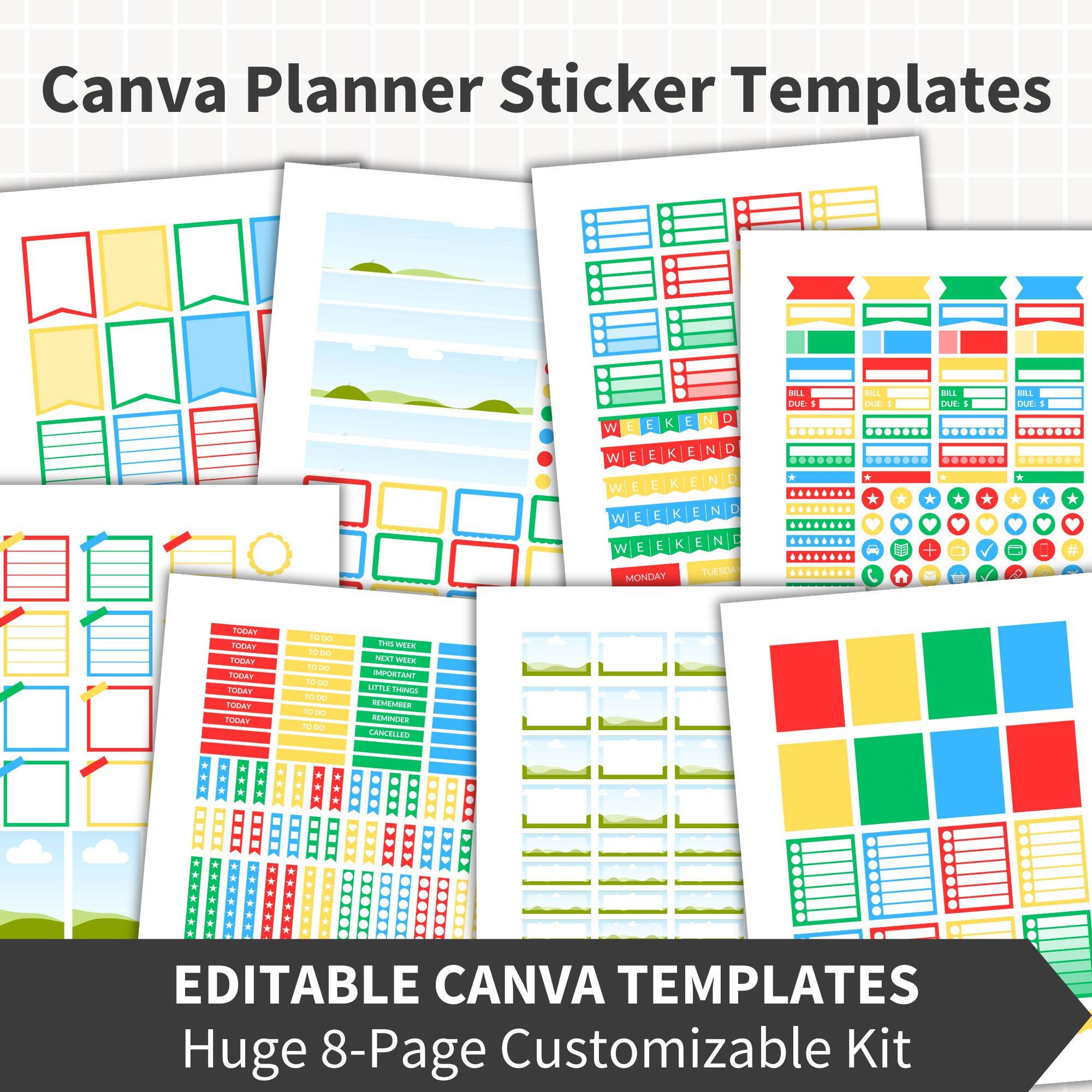 CANVA Planner Sticker Template, Editable Digital Planner Stickers ...