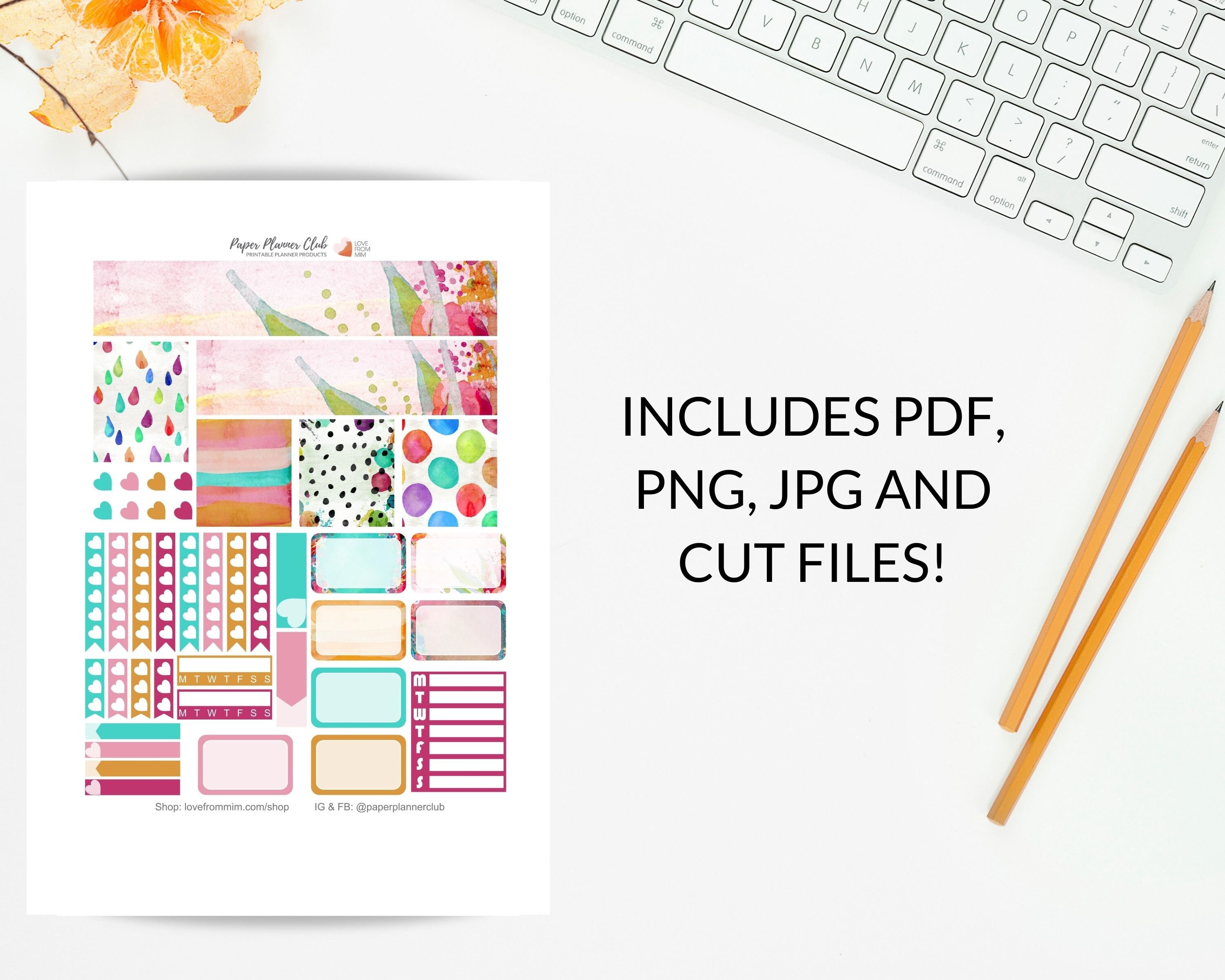 PRINTABLE WATERCOLOR Planner Stickers Weekly Planner Kit Erin - Etsy
