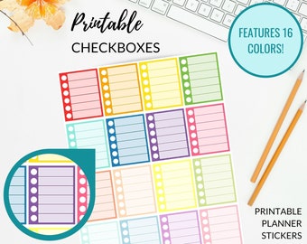 CHECK BOX Printable Planner Stickers + Cut Files | Printable Check Box Full Box | EC Stickers | 1.9 x 1.5