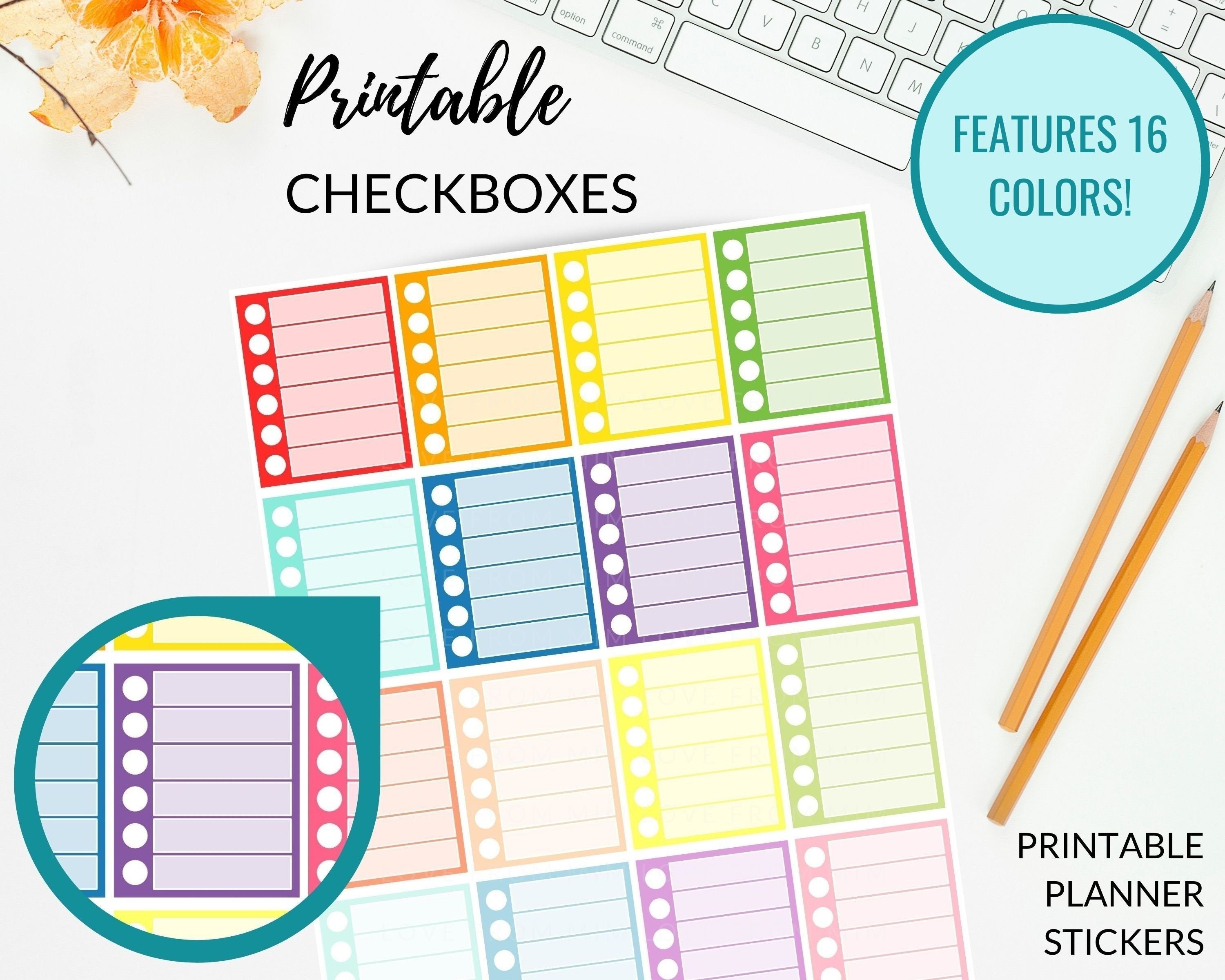 CHECK BOX Printable Planner Stickers Cut Files Printable - Etsy