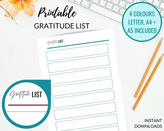 GRATITUDE LIST Printable Print at Home Grateful List - Etsy
