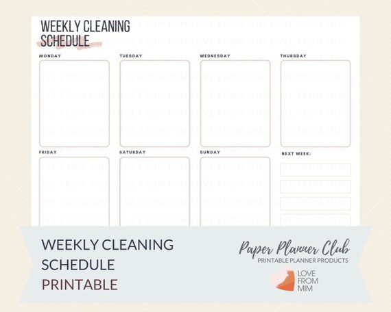 Weekly Cleaning Schedule Template