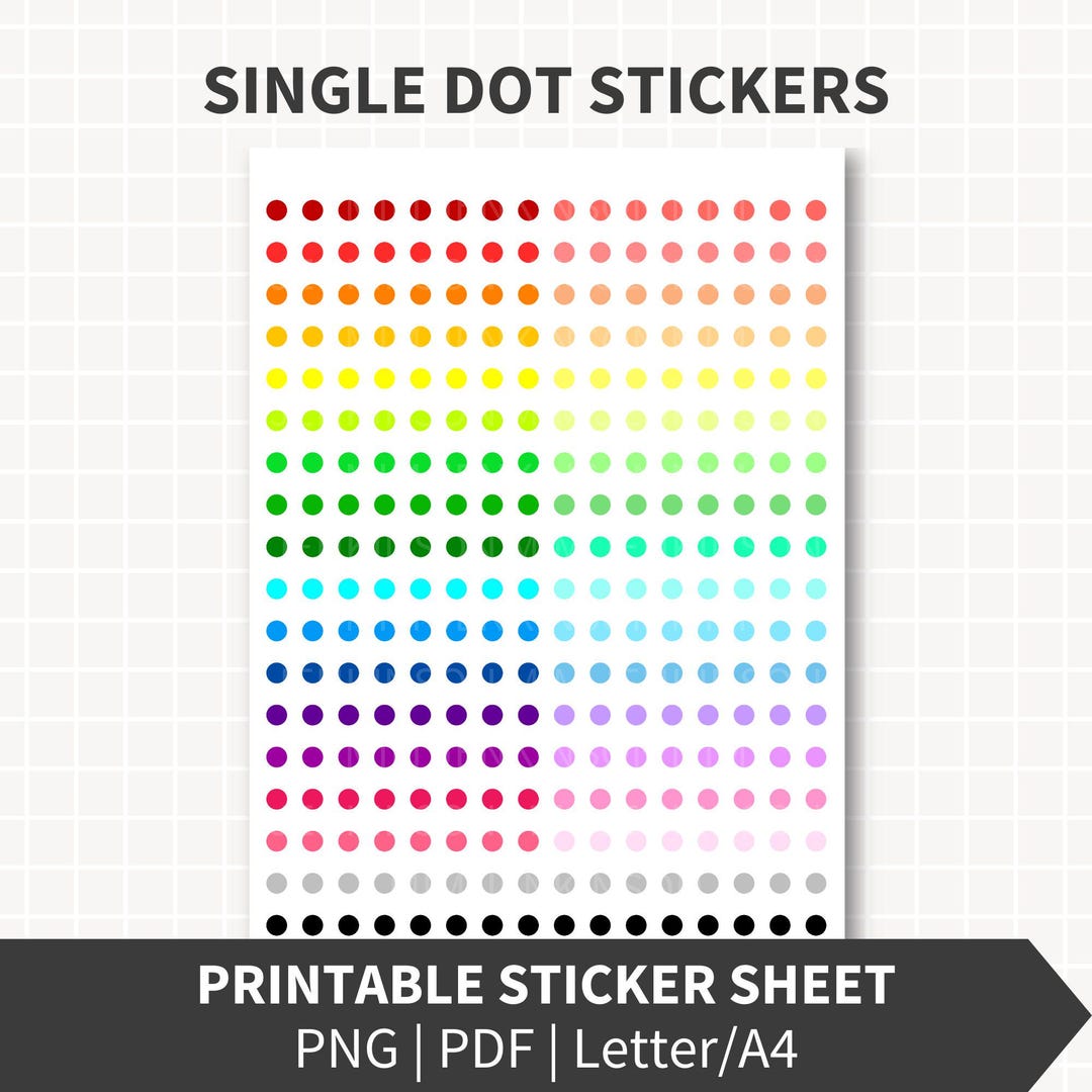 CIRCLE DOT Planner Stickers Printable, Single 0.25 Inch Round Dots ...