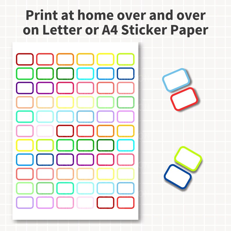 MINI HALF Box Rounded Corner Printable Planner Stickers Cut Files 1x0.7 ...