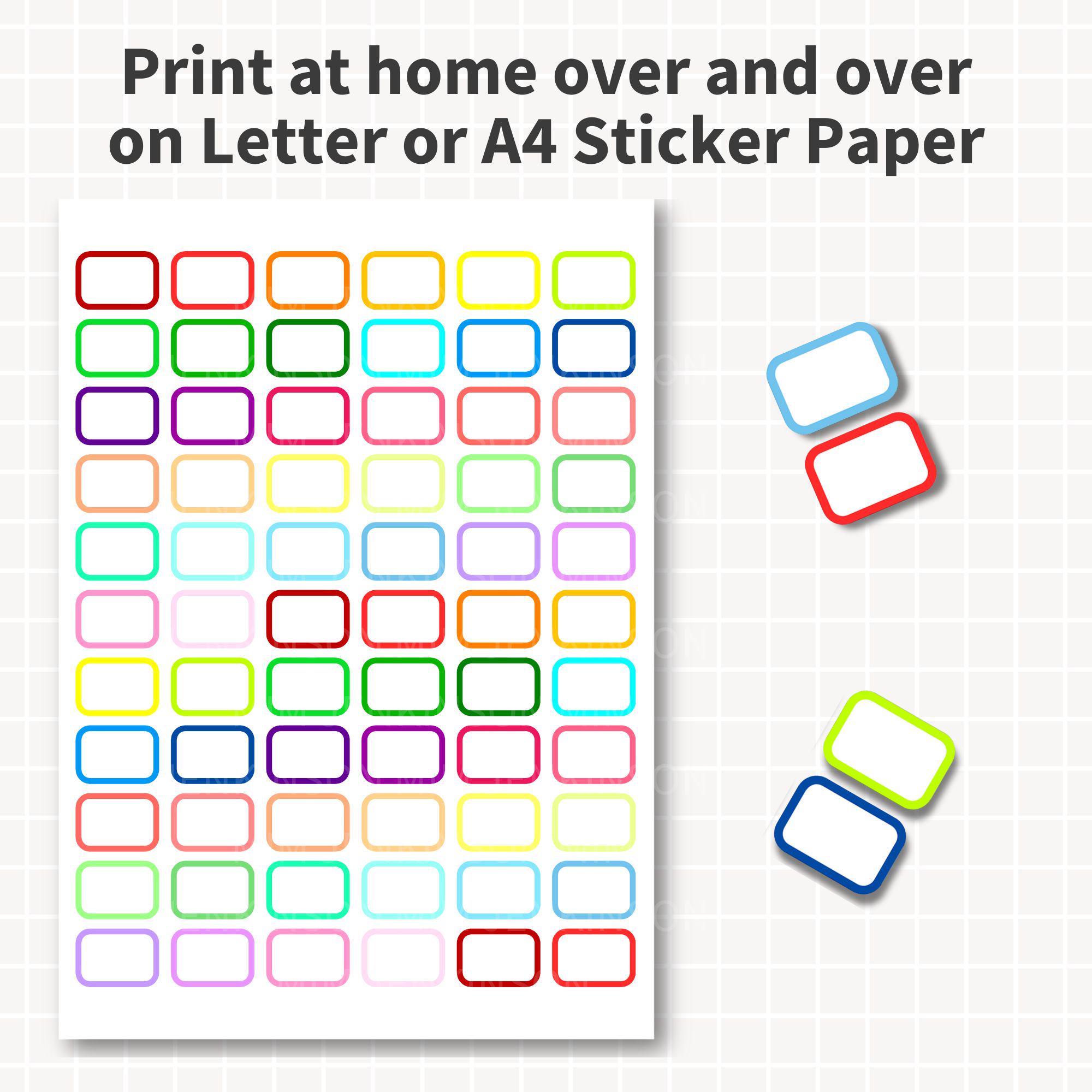 MINI HALF Box Rounded Corner Printable Planner Stickers Cut Files 1x0.7 ...
