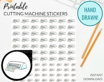 Printable CUTTING MACHINE Planner Sticker, Sticker Cutter, Hand Drawn, Sticker Maker Machine, Mini Sticker Cutters