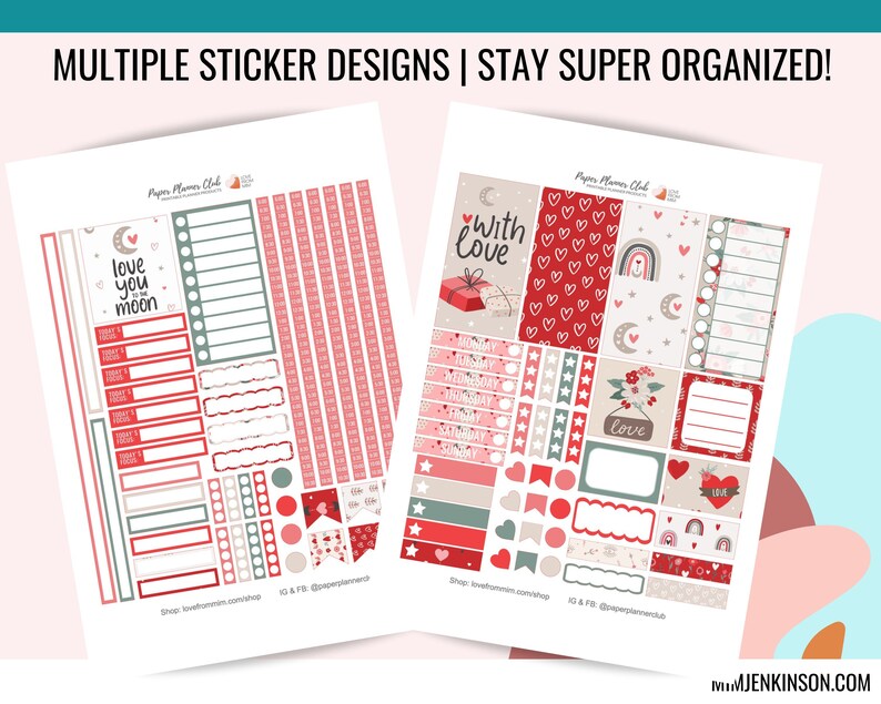 BOHO VALENTINE Printable Passion Planner Stickers Weekly - Etsy