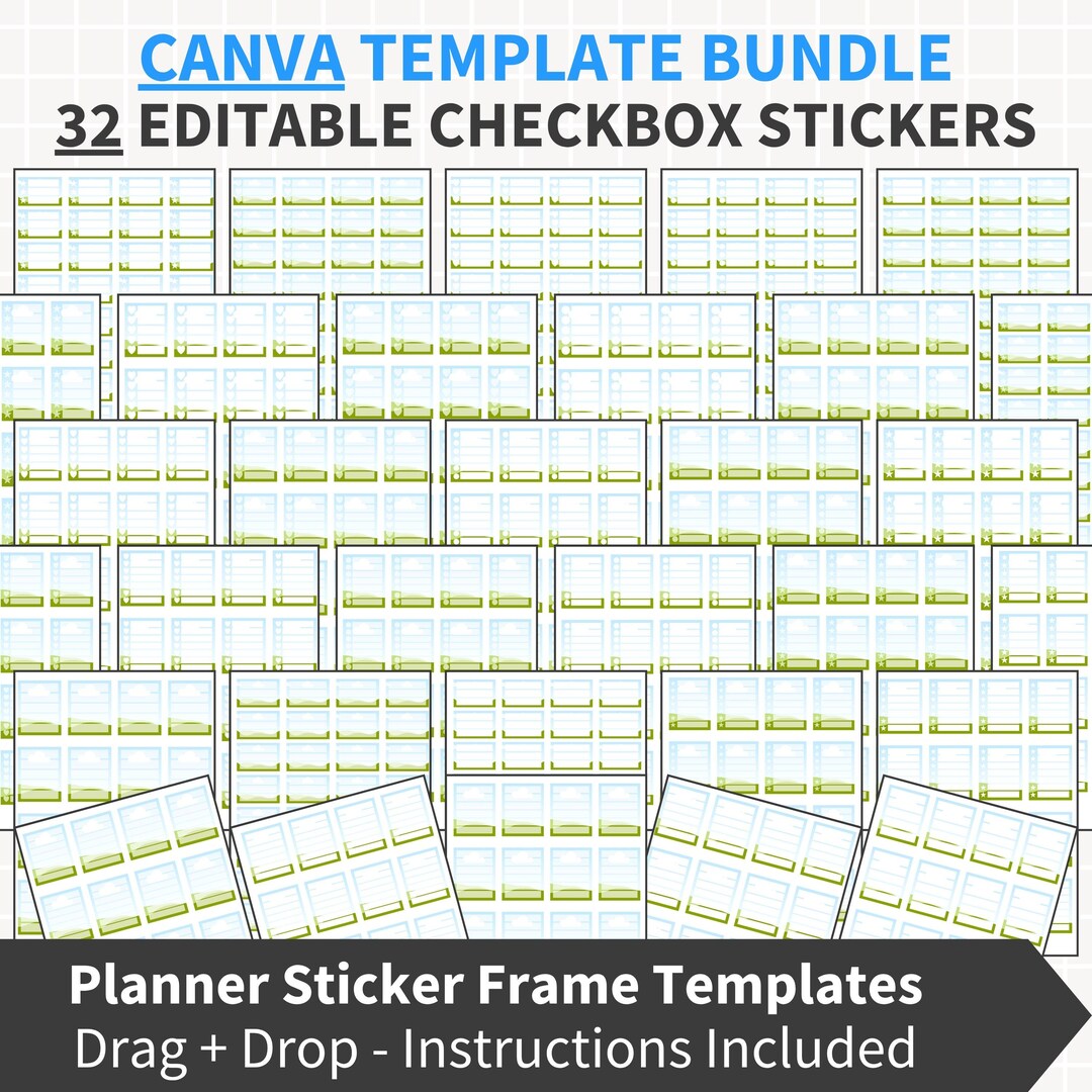 Check Boxes CANVA STICKER Template Bundle, 32 X Editable Frame ...