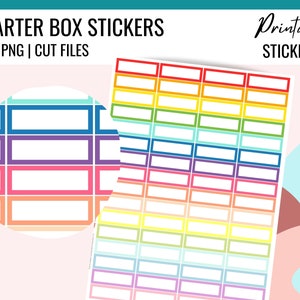 Printable QUARTER BOX Planner Stickers Cut Files - Quarter Box Stickers for Erin Condren | Planner Appointment Stickers
