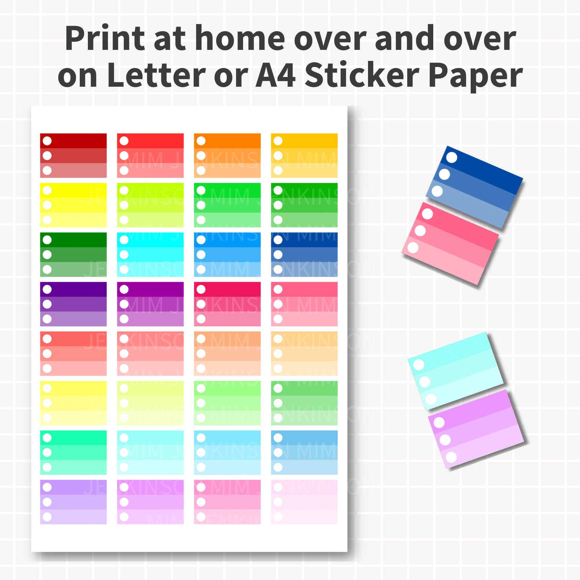 OMBRE Planner Stickers Printable, Half Box Labels W 3 Checklist Boxes ...