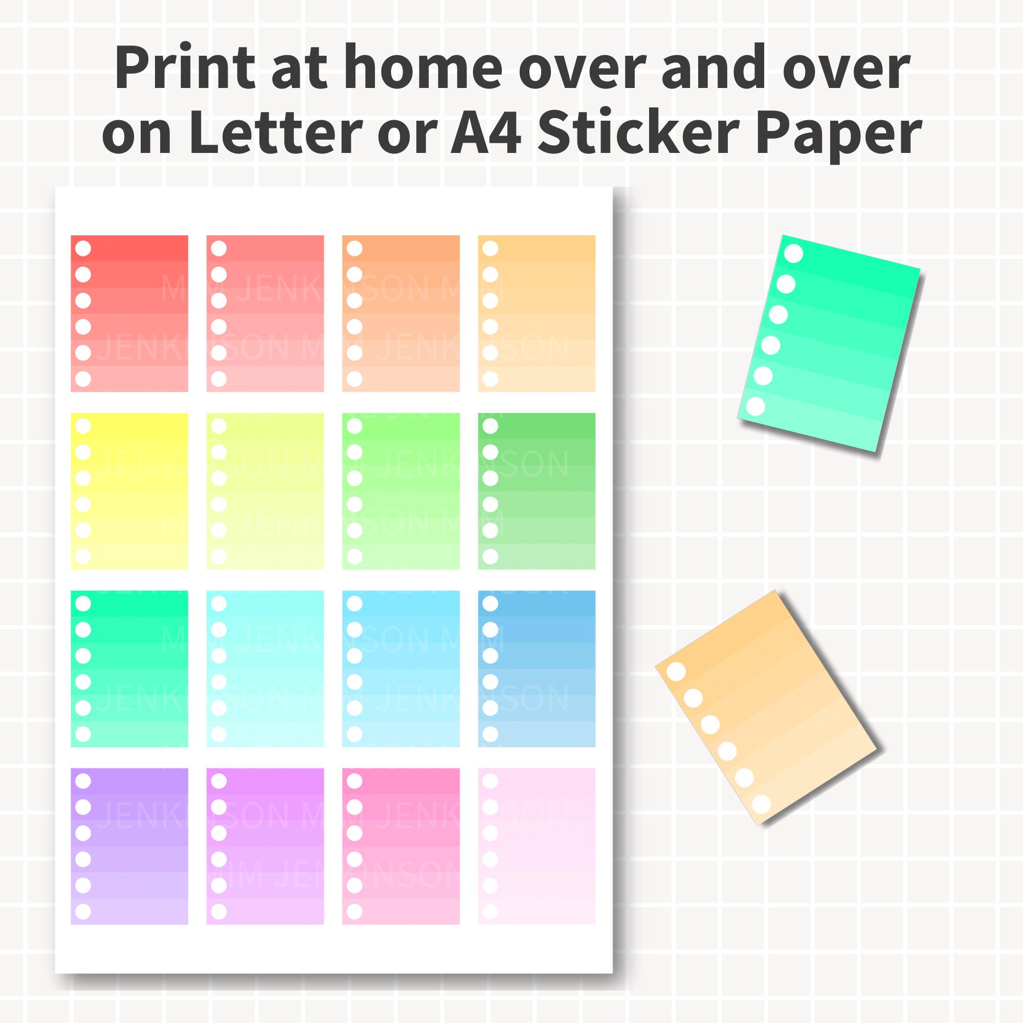 OMBRE Checklist Planner Stickers Printable, Full Box 1.5x2 Inch ...