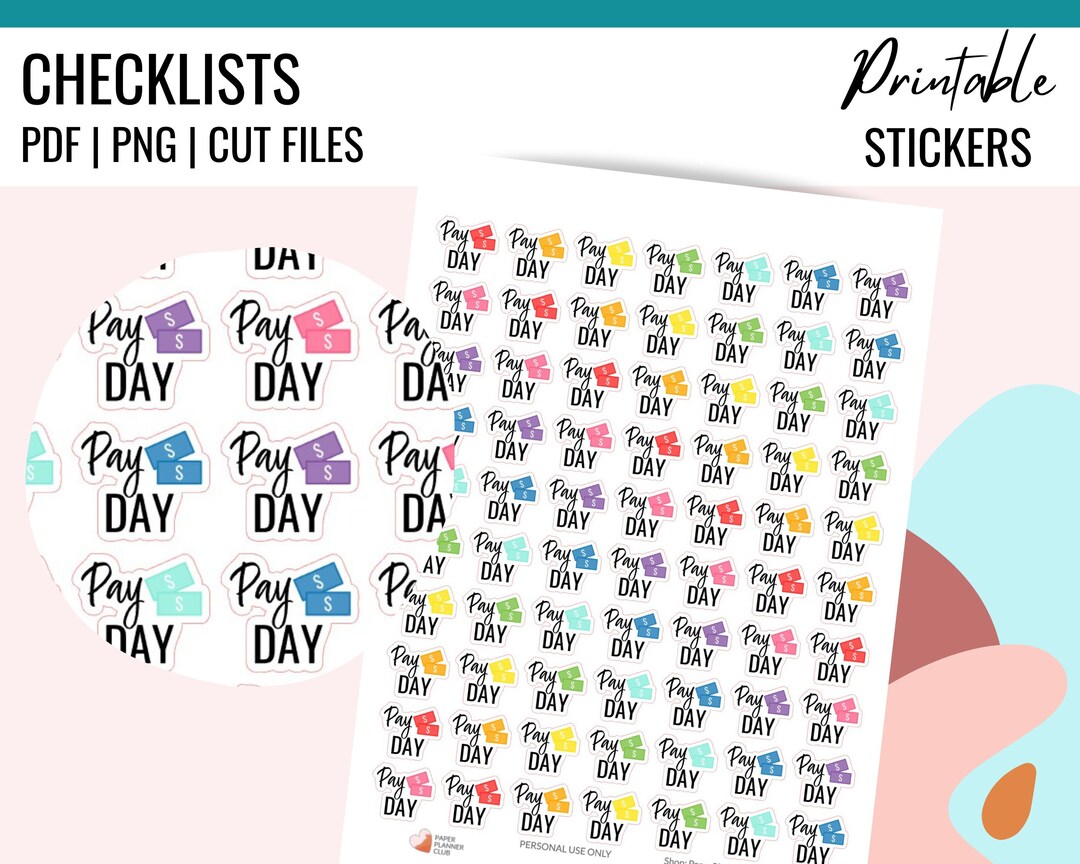 PAY DAY Sticker for Planners , Printable Pay Day Planner Sticker ...