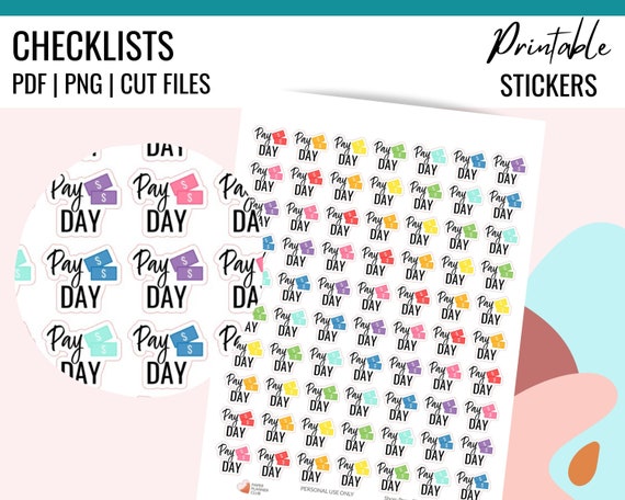 PAY DAY Sticker for Planners , Printable Pay Day Planner Sticker, Printable  Pay Day Stickers, Printable Pay Day Planner Stickers Cut Files 