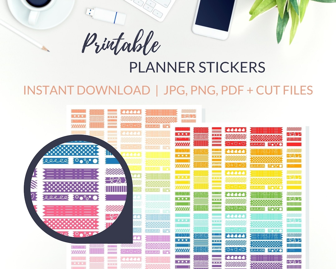 WASHI TAPE Planner Stickers, Multicolour Mini Washi Strips Stickers and ...