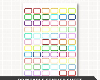 MINI HALV Ask Rundade Hörn Utskrivbara Planner Stickers Skärfiler 1x0,7" Runda Kanter Böjda Mini Halva Askar Utskrivbara Planner Stickers Etiketter